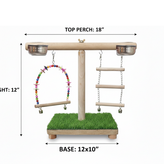 Compact Bird Tabletop Stand with Activity Toys & Feeding Bowls