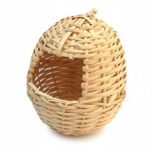 Hangable Bamboo Nest House for Sparrow Finches - Small Birds Breeding Basket