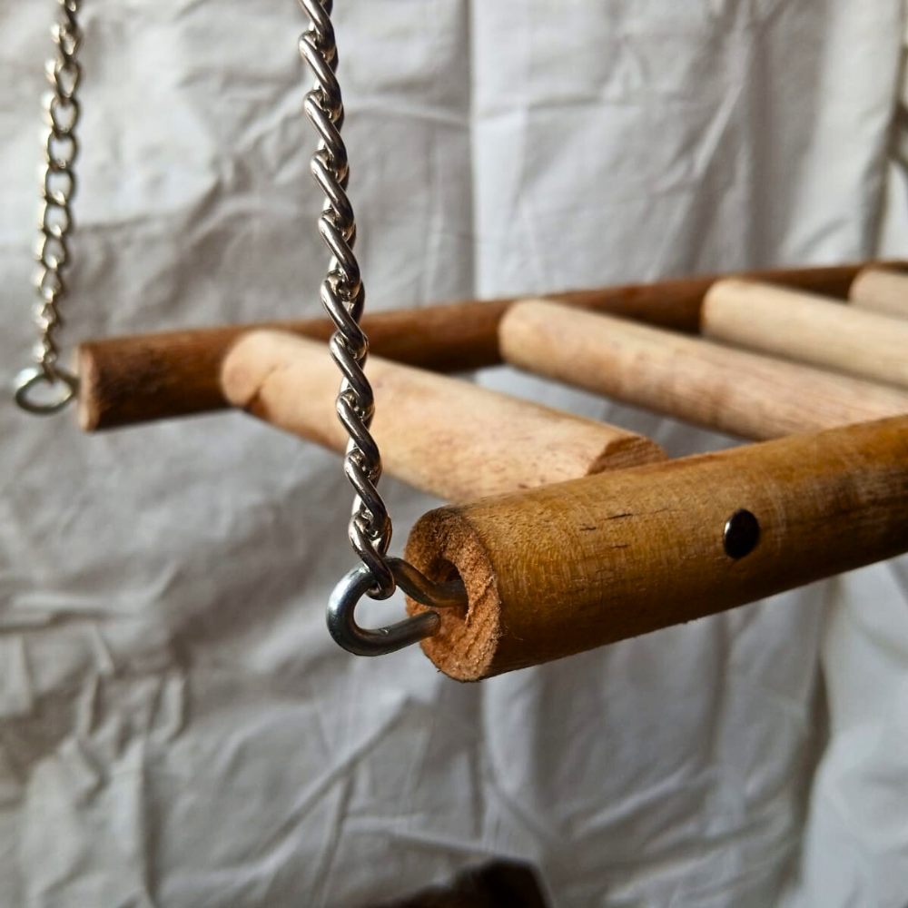Handmade Wooden Ladder Swing for Large & Medium Birds