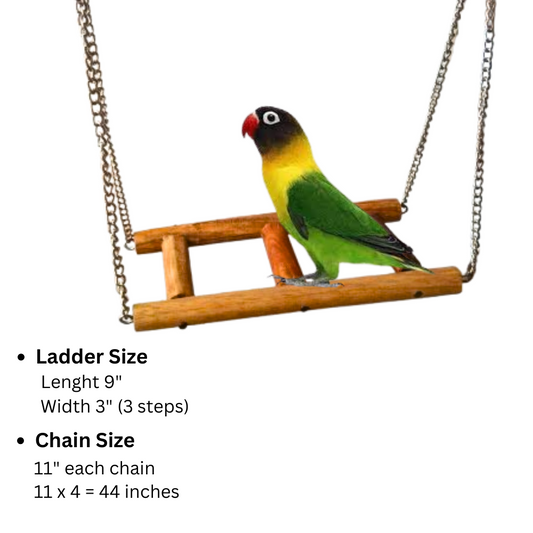 Wooden Bird Ladder Swing Toy Perch for Parrots