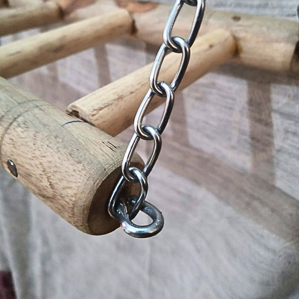 Heavy-Duty Wooden Ladder Swing for Large Parrots
