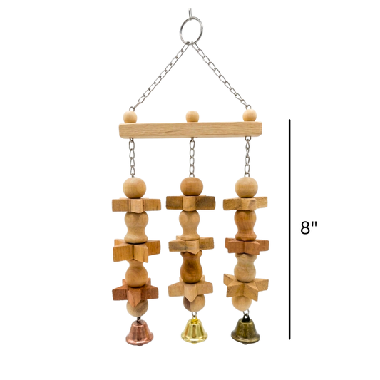 Compact 3-Column Birds Chewable Toy with Bells
