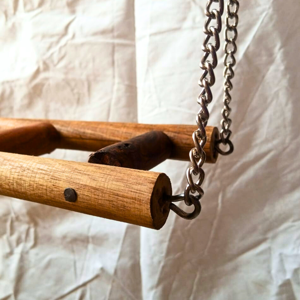 Wooden Bird Ladder Swing Toy Perch for Parrots