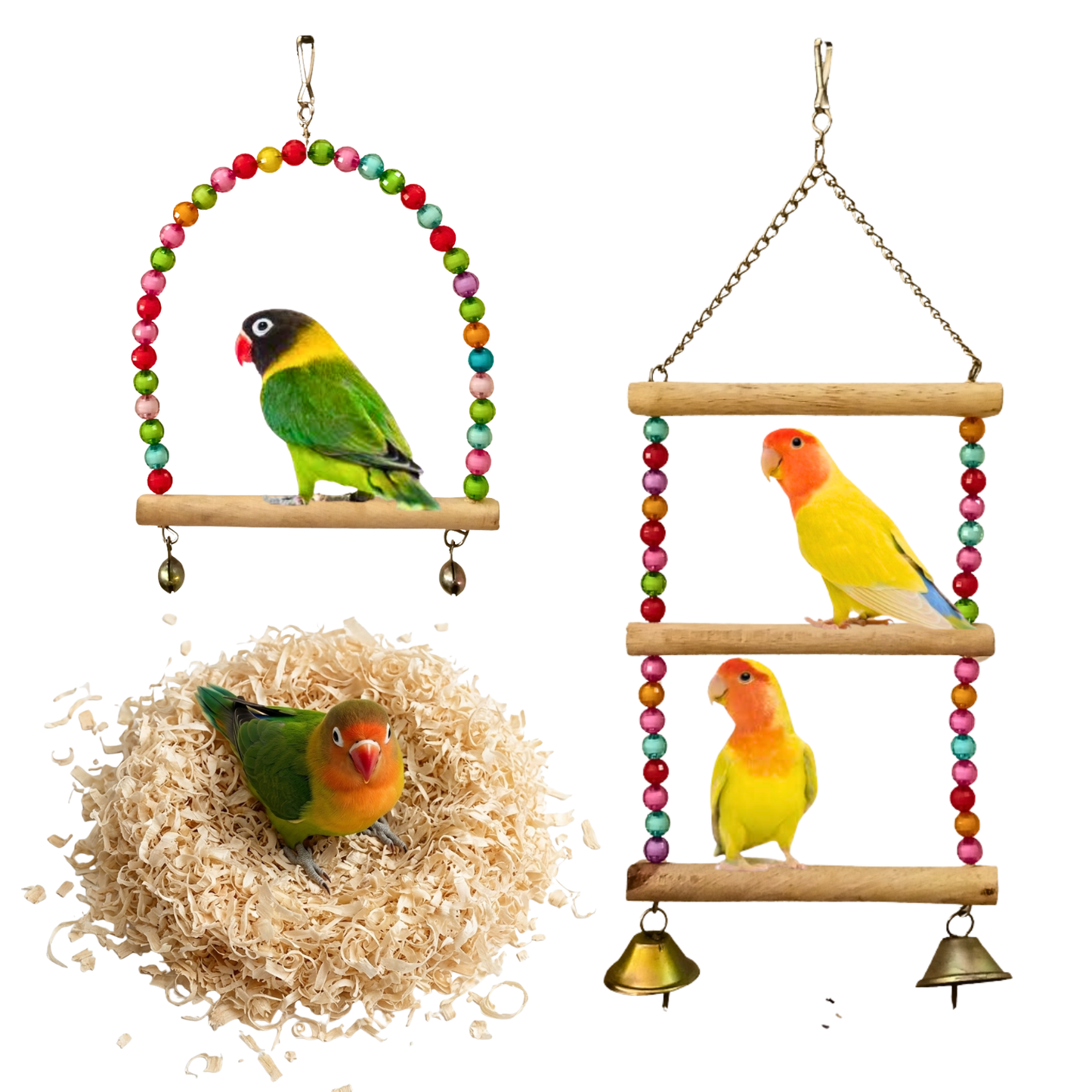 3 Pcs Birdy Bundle Pack for Budgies Lovebirds & Small Parrots