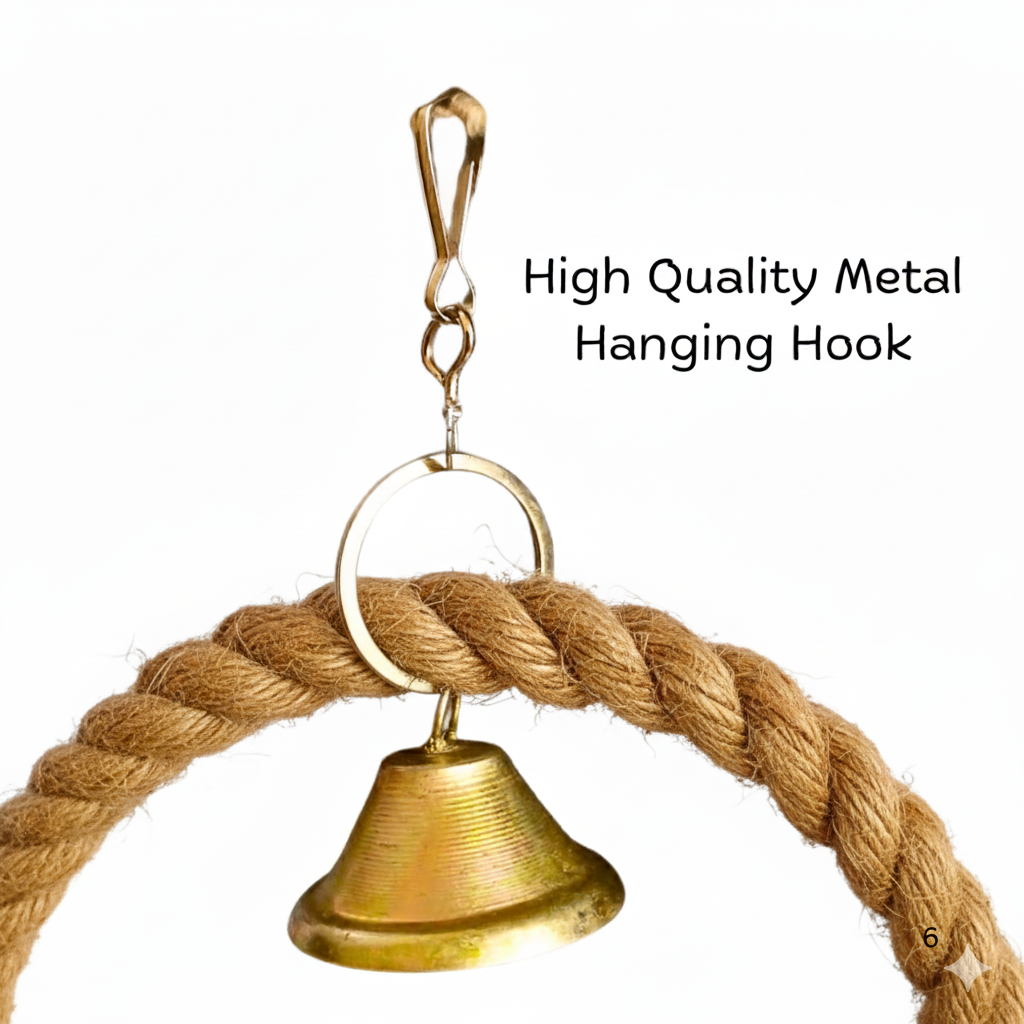 Heavy Duty Ring Toy - Jute Rope Bird Swing Perch for Macaws & Large Parrots