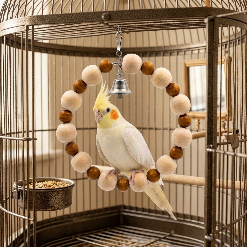 Beautiful Round Beaded Hanging Swing for Cockatail Lovebirds Budgies Parrot