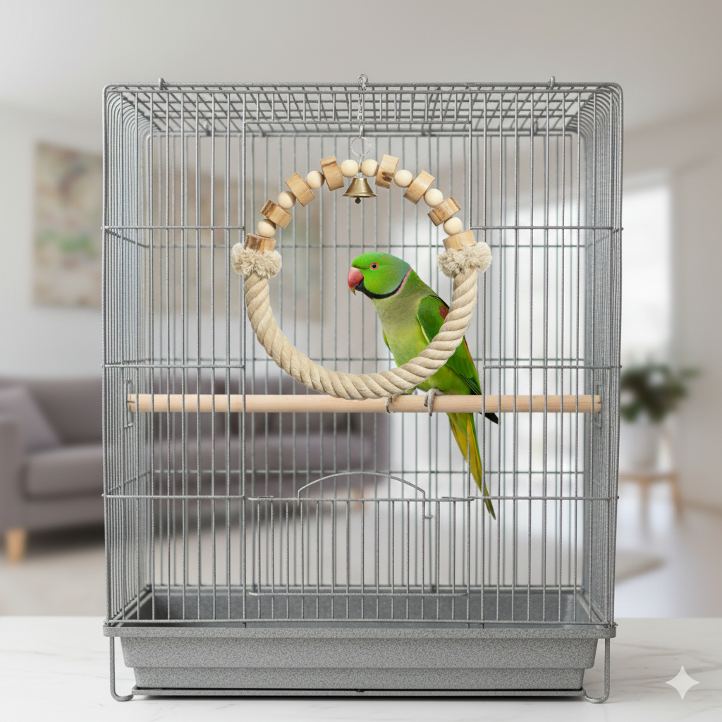 Ring-Shape Bird Swing for Ringnck & Small Conures– Comfortable Hanging Perch Toy