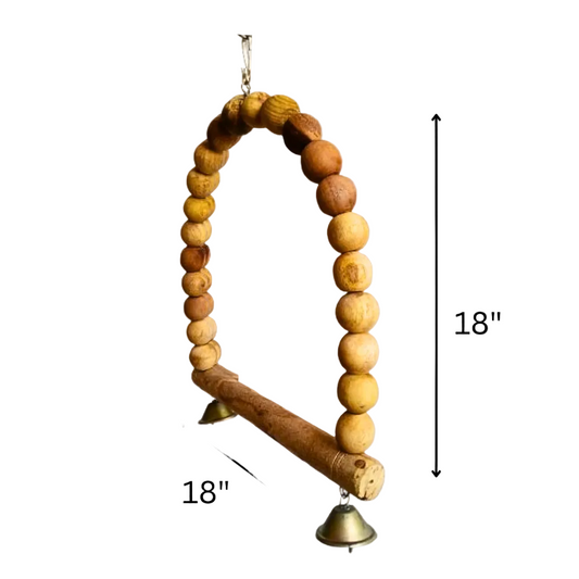 Extra Large Wooden Beads Bird Swing Hanging Perch for Large Parrots