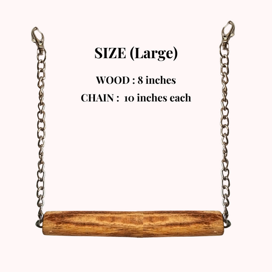 Natural Wood Bird Swing - Durable Hanging Perch for Cockateils & Ringneck Parrots