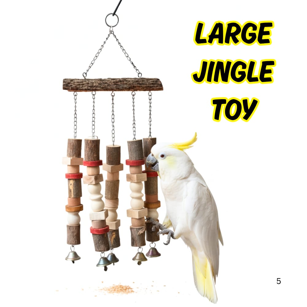 Premium Parrot Play Gym Hanging Toy – Jumbo Jingle Set for Large Birds