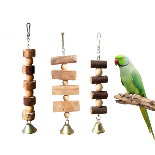 3 Pcs Vertical Hanging Chewing Toys for Ringneck Raw Grey Parrots