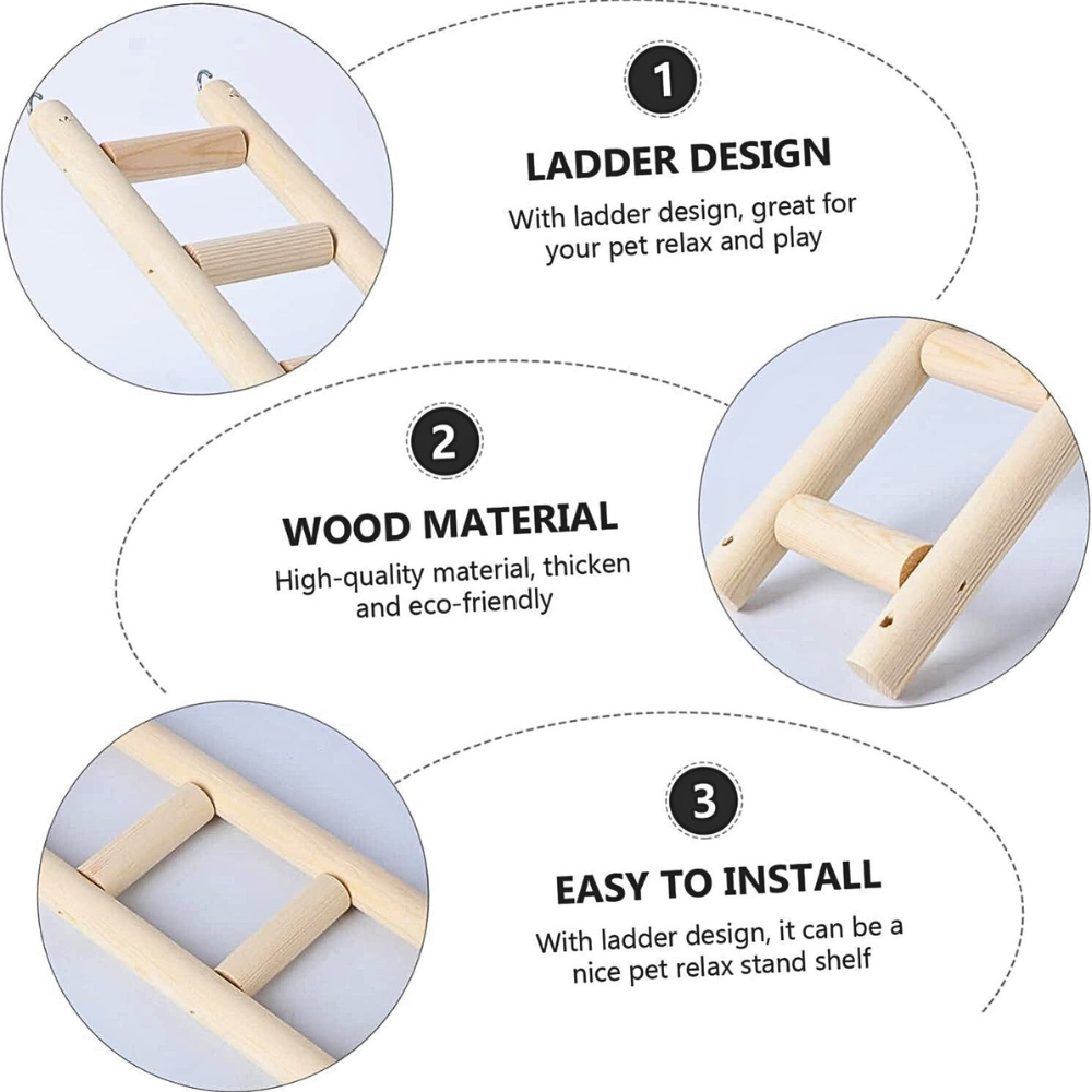 Large Wooden Hanging Ladder Toy Perches for Big Parrots