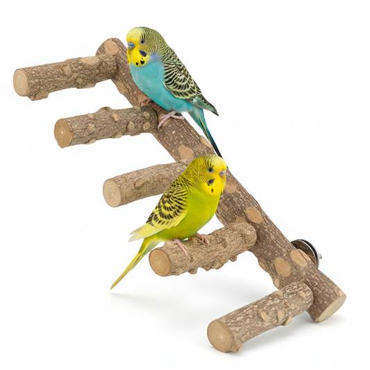 Rectangular Premium Natural Wooden Bird Ladder Toy - 5 Steps