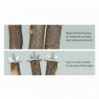 Pack of 2 Durable Natural Wood Sitting Stick - Perch for Birds