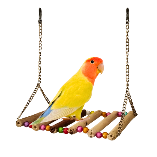 Durable Hanging Wooden Bridge Toy – Exercise & Play Swing for Bird Cages