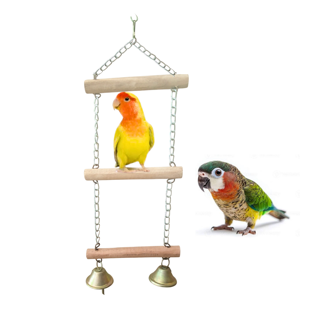 Flexible Parrot Climbing Ladder – Durable Wood & Metal Chain Accessory