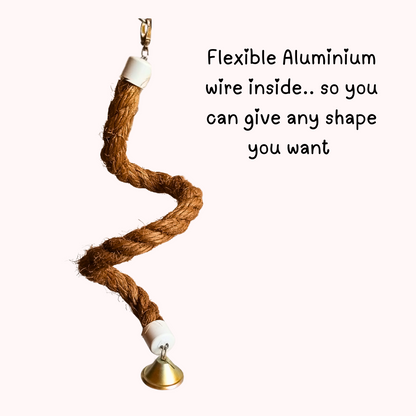 2ft Flexible Climbing Rope Perch Toy for Small & Medium Size Birds