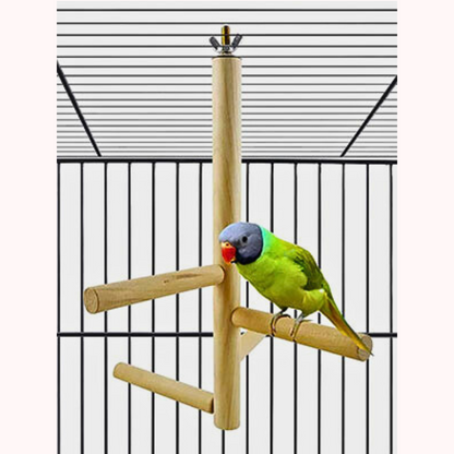 Wooden Bird Perch Stand - Multi-Level Branch Toy for Parrots & Conures