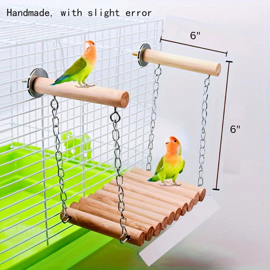 Wooden Bird Suspension Bridge Hanging Ladder for Parrots