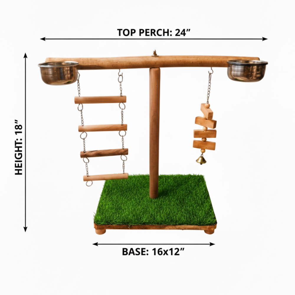 Premium T-Style Bird Play Stand with Activity Toys