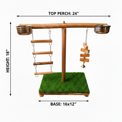 Premium T-Style Bird Play Stand with Activity Toys