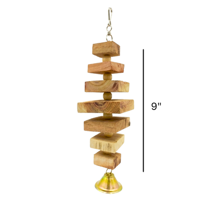 Compact Cubic Wooden Birds Shredder Toy with Bell