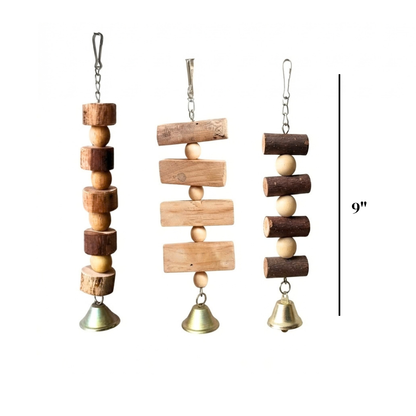 3 Pcs Vertical Hanging Chewing Toys for Ringneck Raw Grey Parrots