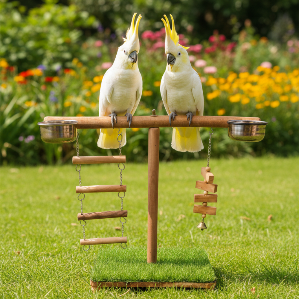 Premium T-Style Bird Play Stand with Activity Toys