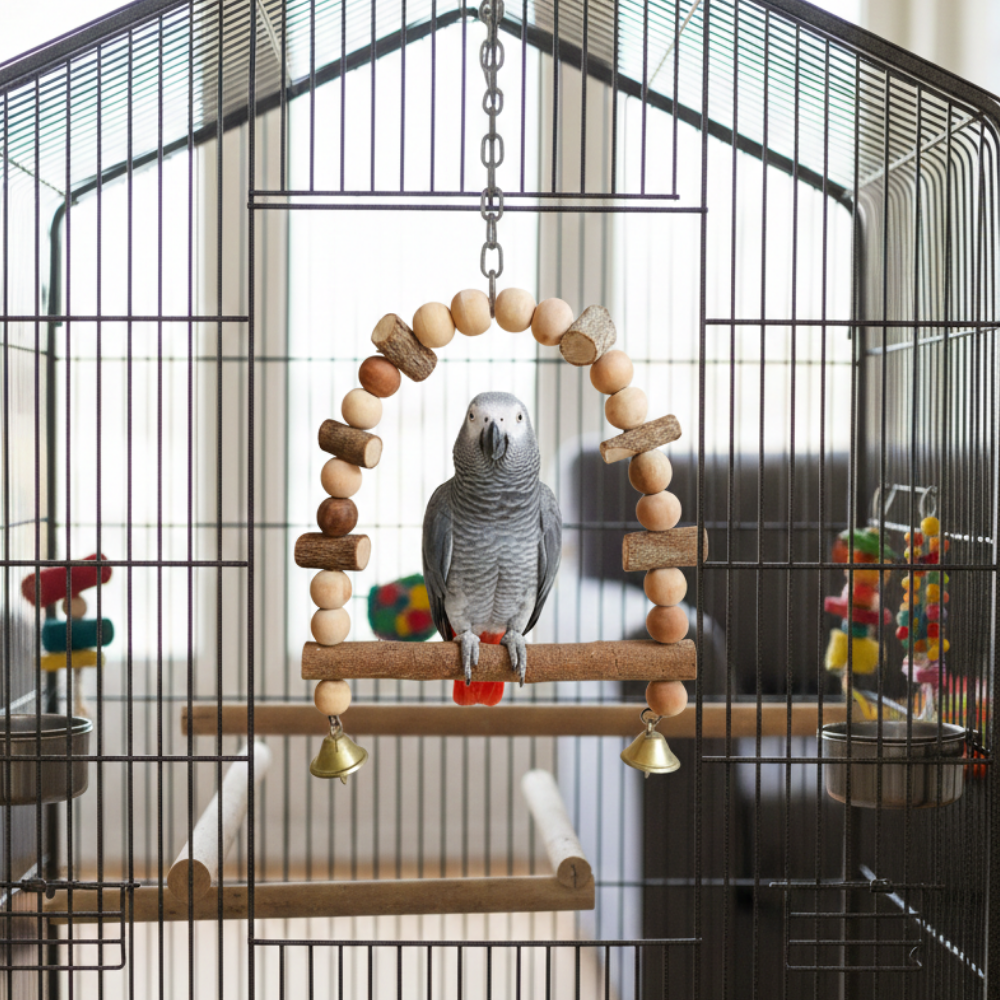 Arch-Shape Natural Tree Wood Hanging Perch for Raw African Grey Amazon