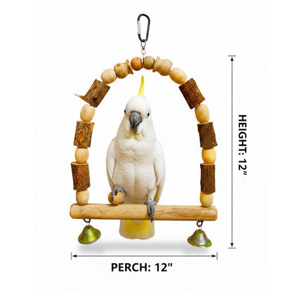 Arch-Shape Natural Tree Wood Hanging Perch for Large Parrots Like Raw African Grey Amazon