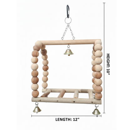 Fancy Round Wooden Beads Hanging Climbing Ladder Toy for Parrots