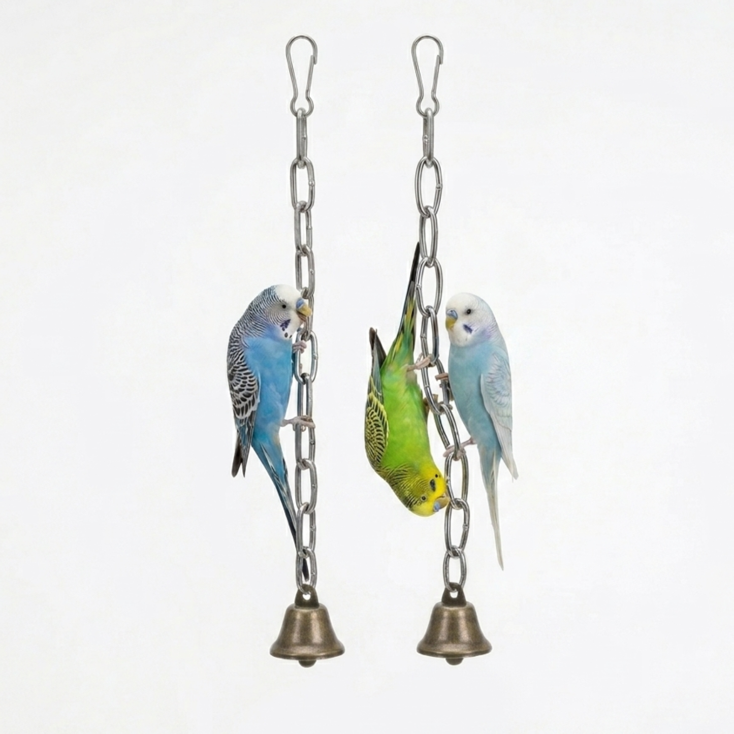 Pack of 2 Interactive Stainless Steel Chain Link Toy for Budgies & Parrots
