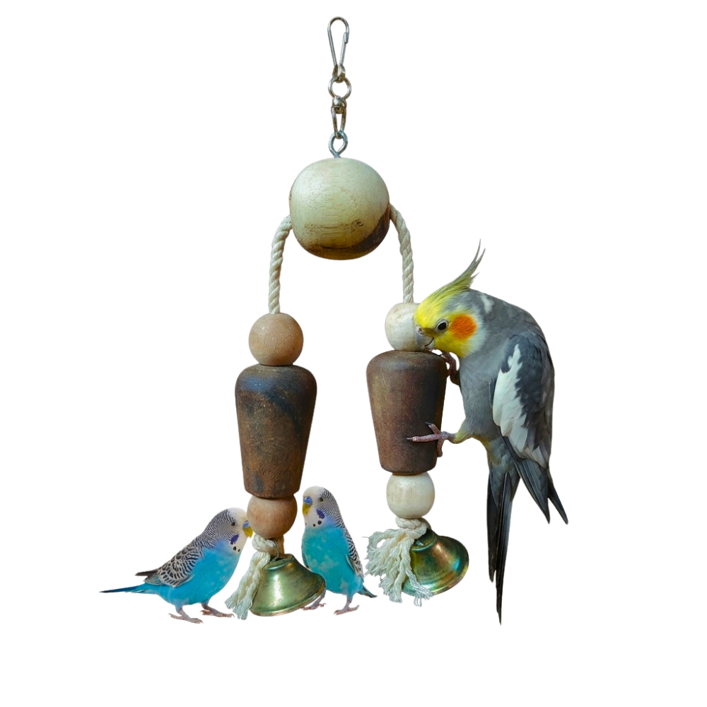 Rope Climbing Toy with Bells - Interactive Hanging Toy for Cockatail Lovebirds Budgies