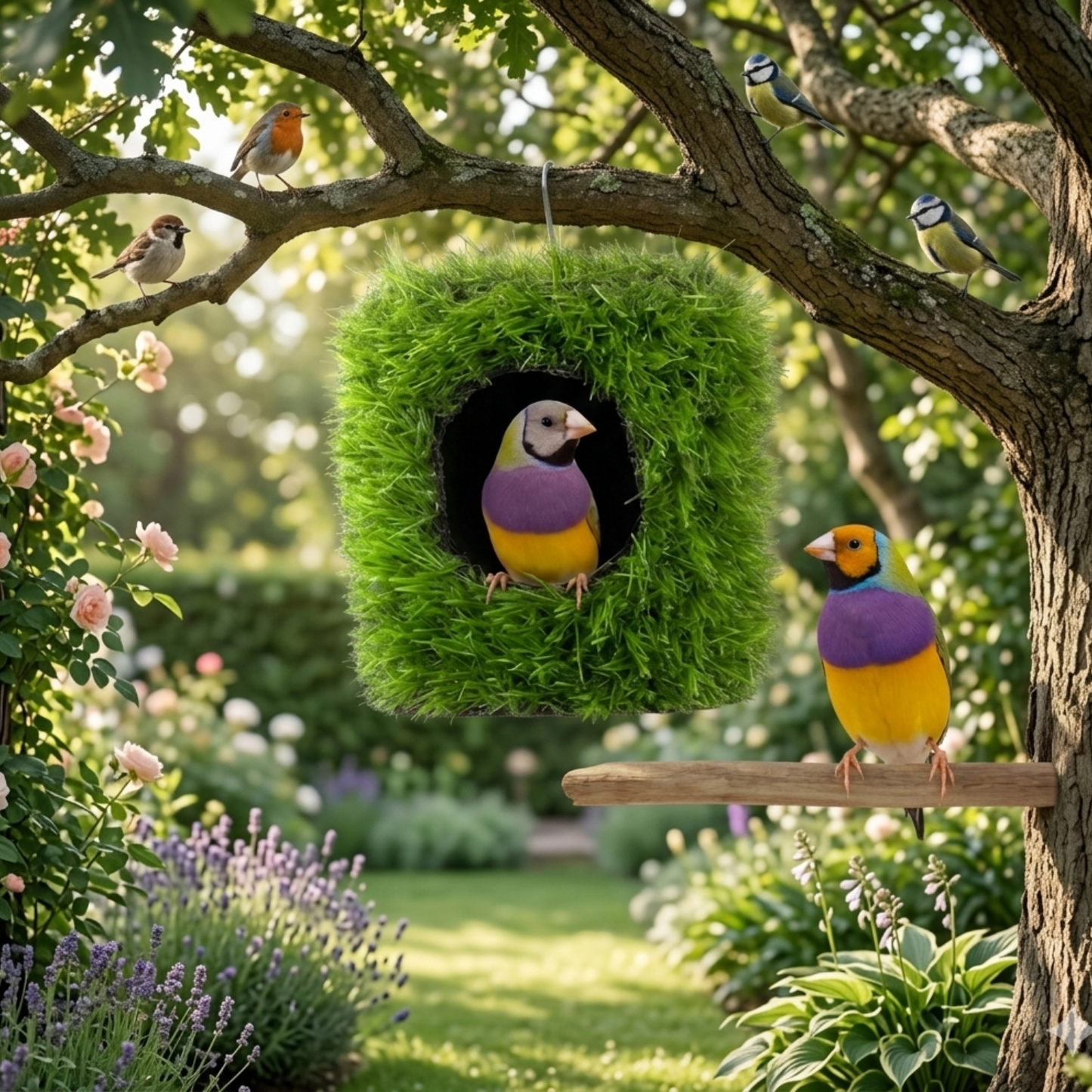 Handmade Grass Nest House for Finches & Small Birds
