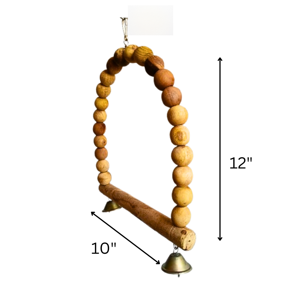 D-Shape Solid Wooden Swing Toy for African Grey Cockatoo