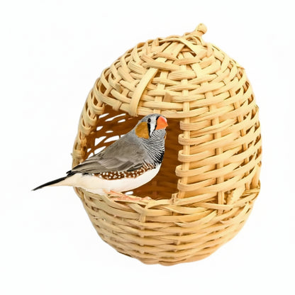 Hangable Bamboo Nest House for Sparrow Finches - Small Birds Breeding Basket