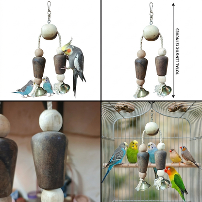 Rope Climbing Toy with Bells - Interactive Hanging Toy for Cockatail Lovebirds Budgies