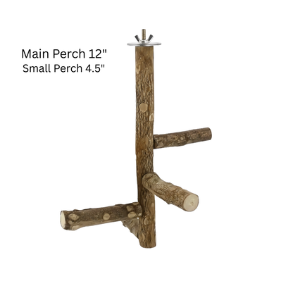 Wooden Bird Perch Stand - Multi-Level Tree Branch Toy for Parrots & Conures