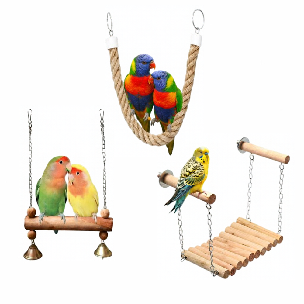 3 Pcs Birdy Bundle Pack Toys for Lovebird Budgies Lory Canary Cockatail Parrots