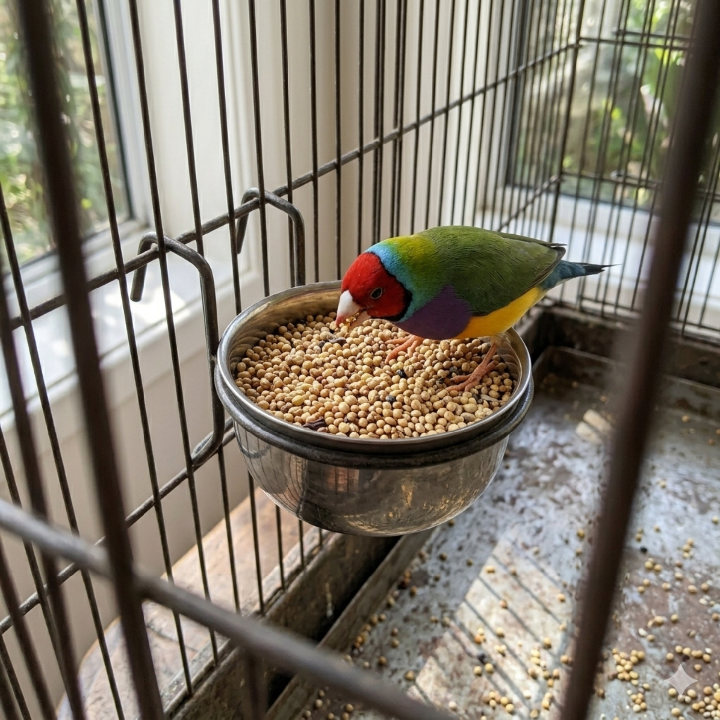 Pack of 2 Bird Feeding Bowl with Hanging Holder Stand - Durable & Rust Proof