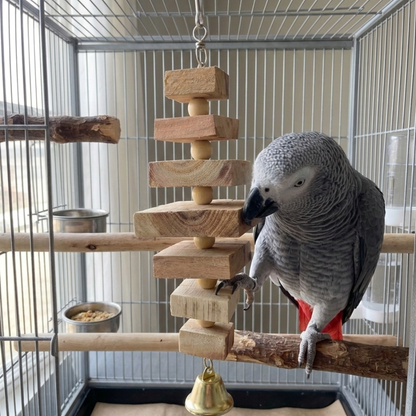 Cubic Tower Wooden Birds Shredder Toy for Raw African Grey Amazon Parrots