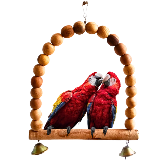 Extra Large Wooden Beads Bird Swing - Durable Hanging Perch for Macaws & Big Parrot