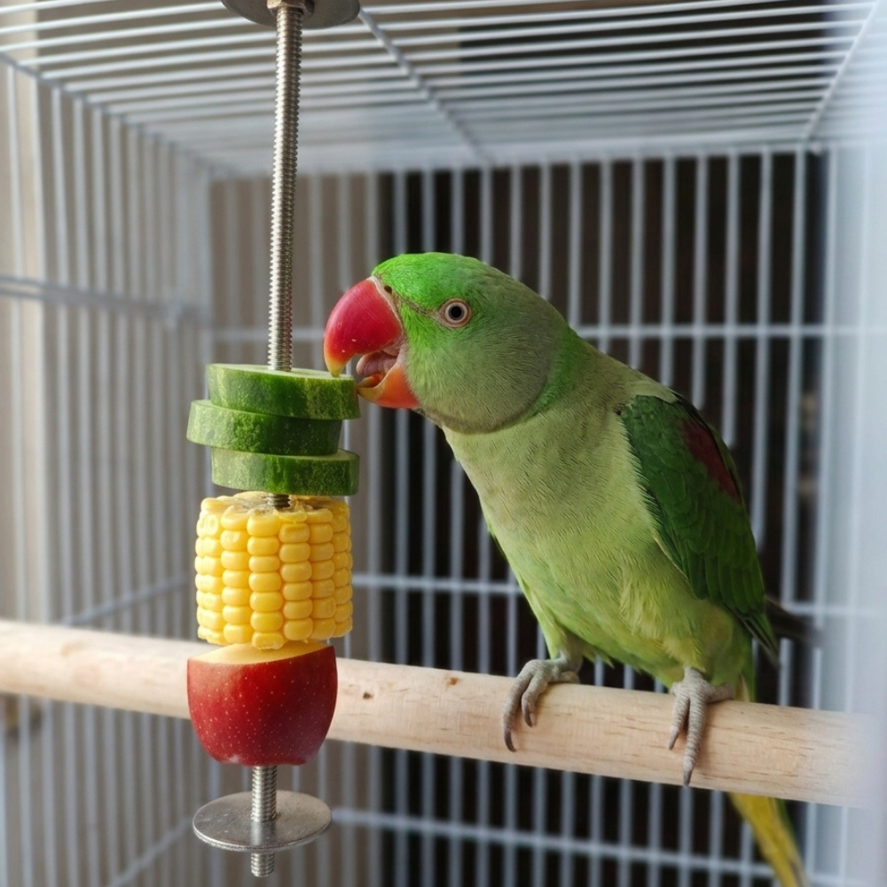 Birds Food Fruit & Vegtable Holder Skewer Foraging Toy for Parakeet