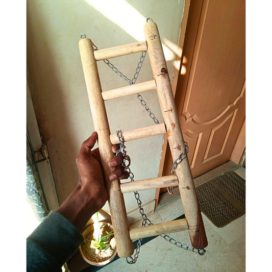 Heavy-Duty Wooden Ladder Swing for Large Parrots