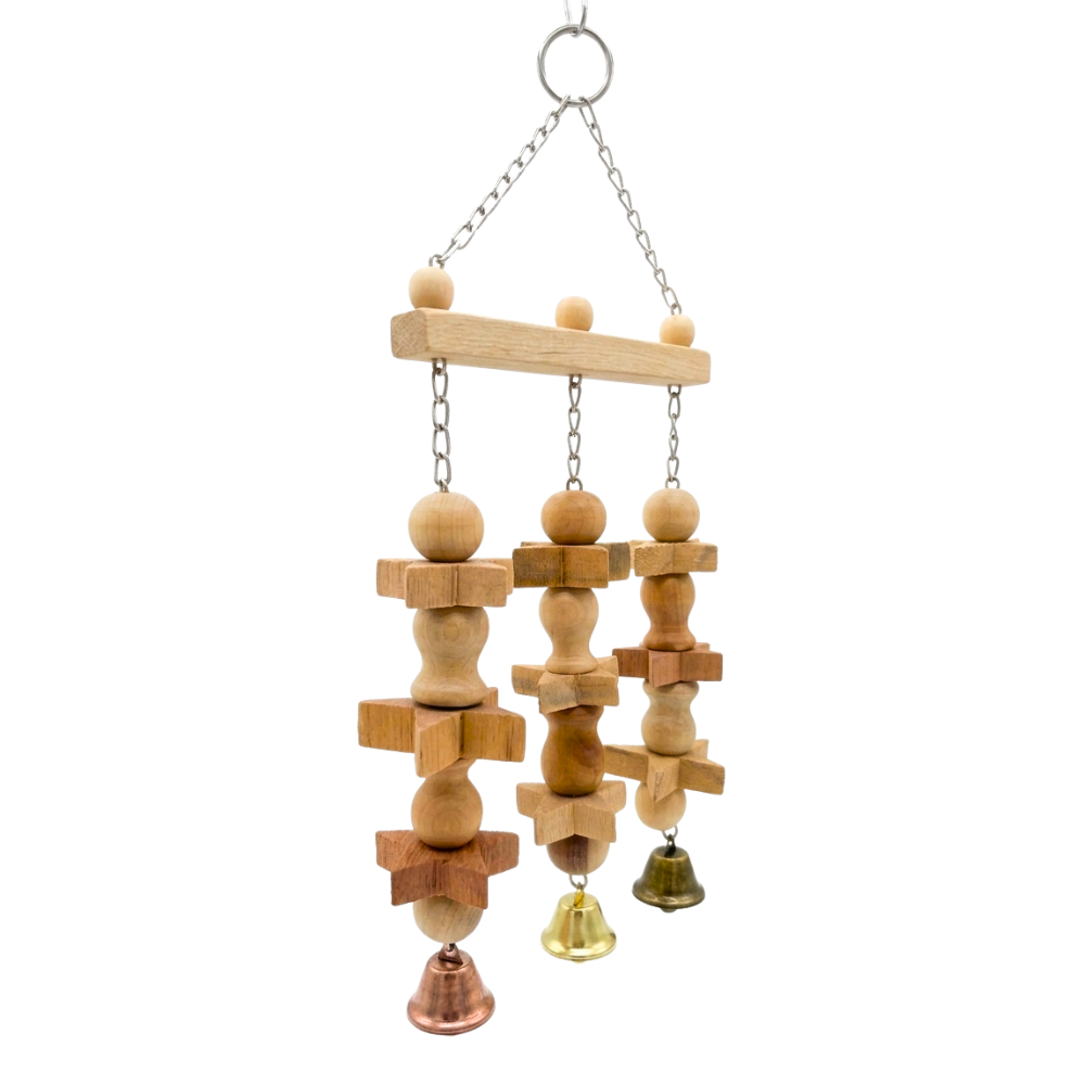 Compact 3-Column Birds Chewable Toy with Bells