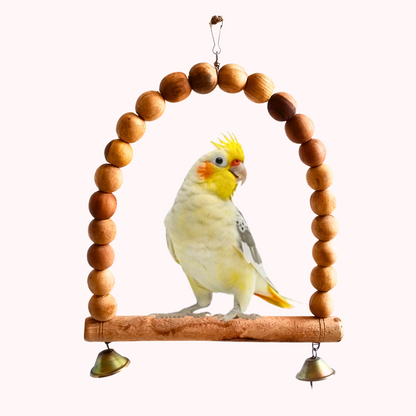 D-Shape Wooden Swing Toy Perches for Cockatails Ringneck etc.