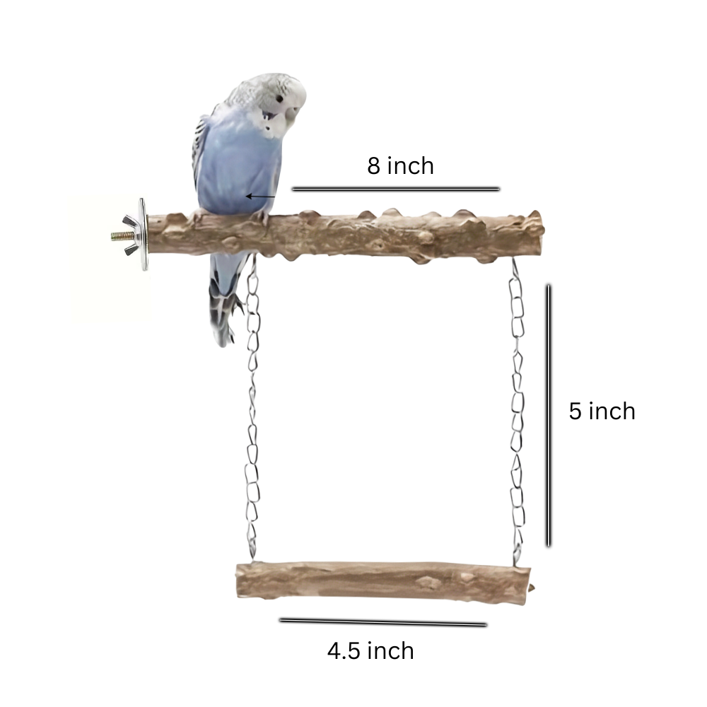 Double Step Natural Wooden Bird Swing – Hanging Perch for Small Parrots