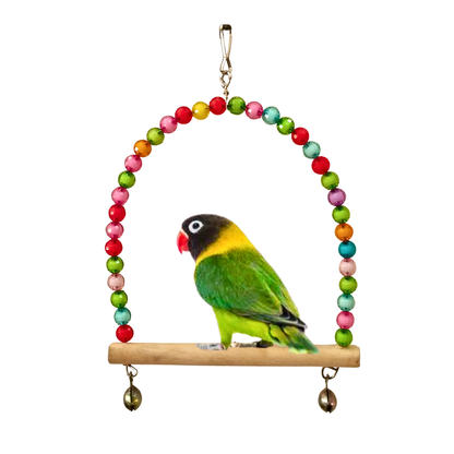 Colorful Beaded Bird Swing – Decorative Hanging Arch Perch for Budgies & Lovebirds