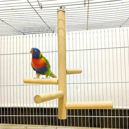 Wooden Bird Perch Stand - Multi-Level Branch Toy for Parrots & Conures