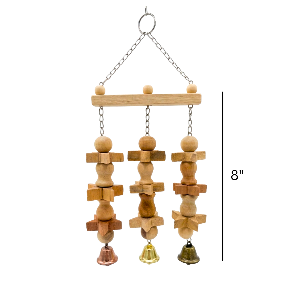 Compact 3-Column Birds Chewable Toy with Bells